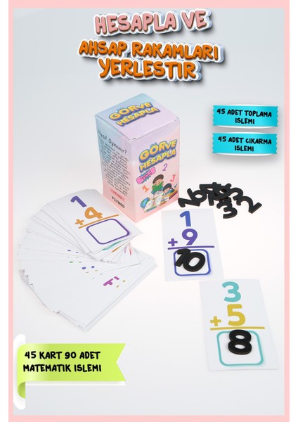 Gör ve Hesapla Montessori Matematik Toplama Çıkarma Kreş Ana Sınıf Yükselen Eğitici Zeka Kutu Oyunu
