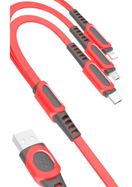 Vivo Y27 Y31 Y31S Y33S Y33T Y35 Y36 Şarj Kablosu 3in1 (Type-C-Lihgtning-Micro) 1.3m 3A