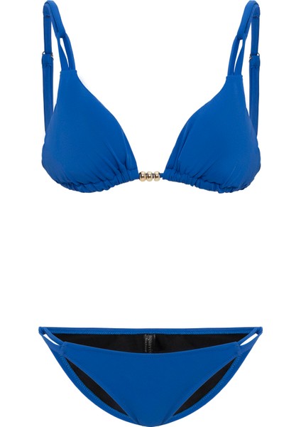 Aquaviva Kadın Saks Izabella Gold Aksesuarlı Üçgen Bikini Takımı