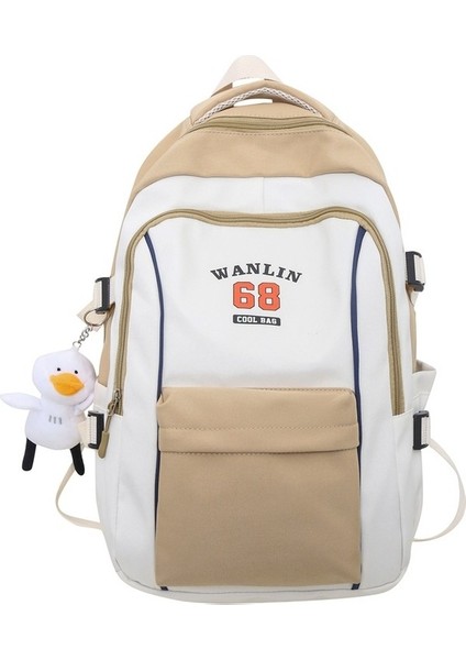 Üniversite Öğrencisi Sırt Kadın Büyük Kapasiteli Ekleme Kontrast Eğlence Lise Öğrencisi Okul Modaya Uygun Çantası (Yurt Dışından)