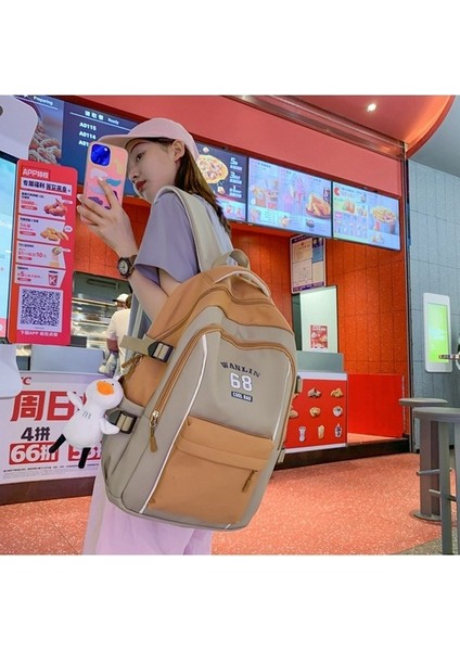 Üniversite Öğrencisi Sırt Kadın Büyük Kapasiteli Ekleme Kontrast Eğlence Lise Öğrencisi Okul Modaya Uygun Çantası (Yurt Dışından) indirimleri