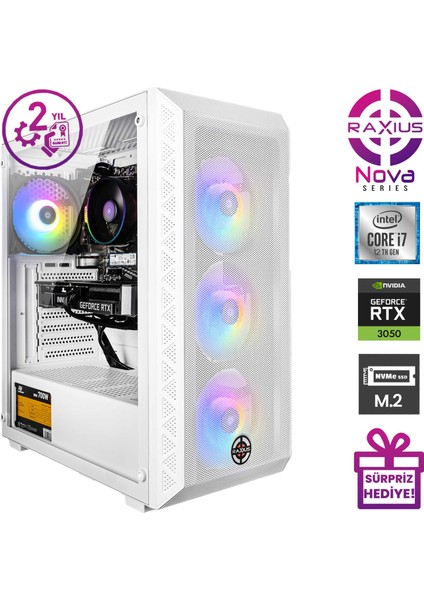 Nova G2 I7 3050-127F003 I7-12700F 16GB 2tb SSD RTX3050 6 GB Freedos Gaming Masaüstü Bilgisayar fiyatları