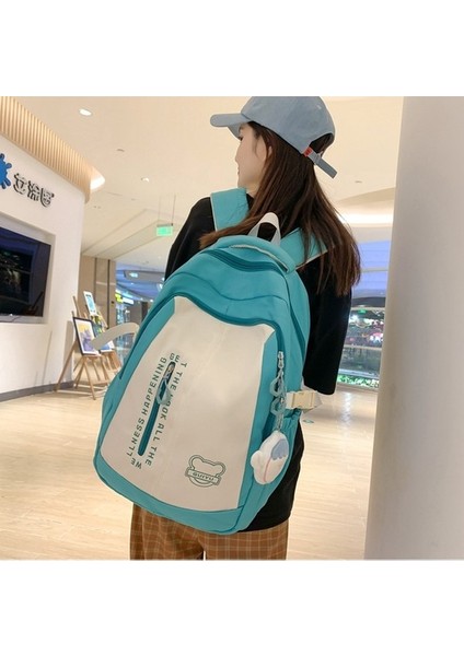 Trendy Kore Versiyonu Rahat Sırt Çantası, Büyük Kapasiteli Orta ve Lise Öğrencisi Okul Çantası, Kontrast Renkli, Modaya Uygun Rahat Çanta (Yurt Dışından) modelleri