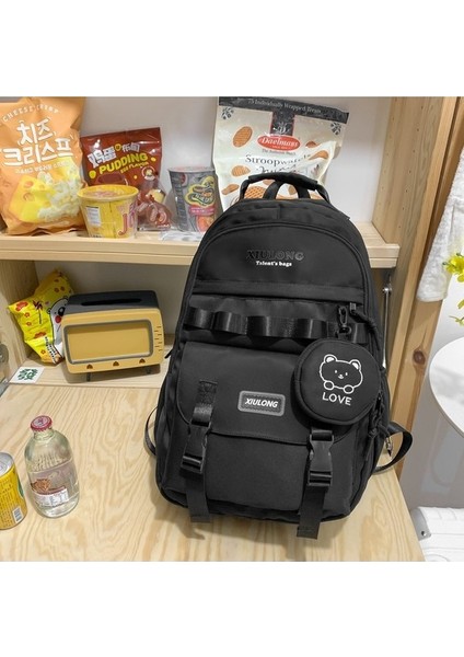 Yeni Düz Renk Moda Sırt Çantası Kişiselleştirilmiş Naylon Basit Sırt Çantası Büyük Kapasiteli Rahat Orta Okul Öğrencisi Okul Çantası (Yurt Dışından) modelleri