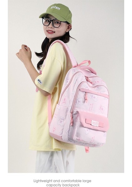 Kampüs Küçük Taze Omuzdan Askili Çanta Kadın Ortaokul Öğrencisi Okul Çantası Kadın Sevimli Tavşan Baskı Öğrenci Sırt Çantası (Yurt Dışından) fiyatları