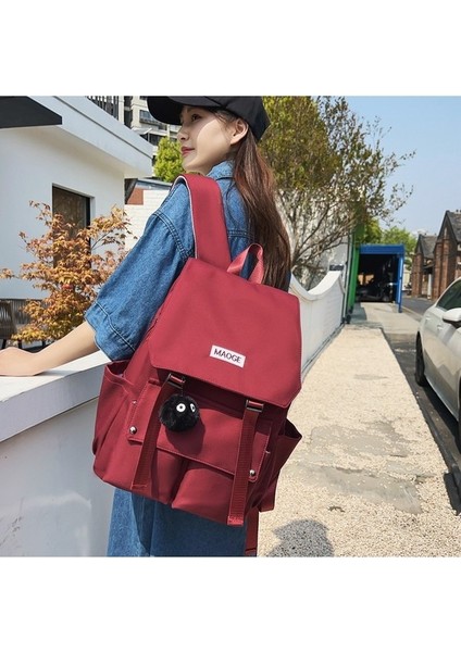 Japon Sırt Çantası Erkek Moda Trendi Büyük Kapasiteli Sırt Çantası Rahat Basit Düz Renk Naylon Sırt Çantası (Yurt Dışından) modelleri