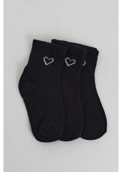 Siyah 3'lü Örme Soket Çorap 1100