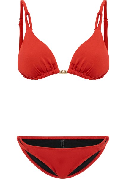 Aquaviva Kadın Kırmızı Izabella Gold Aksesuarlı Üçgen Bikini Takımı