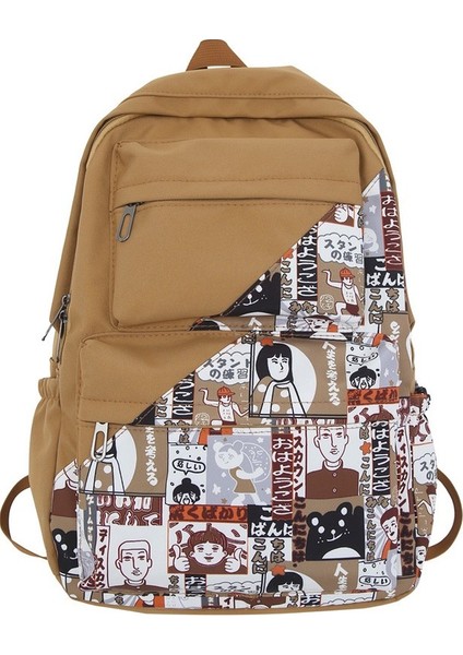 Grafiti Okul Çantası Bayan Ortaokul Lise Öğrencisi Erkek Büyük Kapasiteli Mori Basit Moda Sırt Çantası (Yurt Dışından)