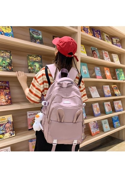 Sevimli Tavşan Kulak Okul Büyük Kapasiteli Sırt Küçük Taze Sırt Çantası (Yurt Dışından) indirimleri