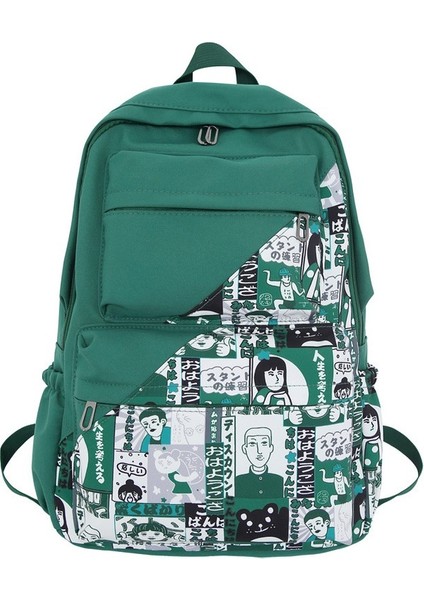 Grafiti Okul Çantası Bayan Ortaokul Lise Öğrencisi Erkek Büyük Kapasiteli Mori Basit Moda Sırt Çantası (Yurt Dışından)