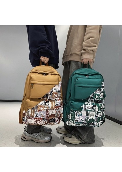 Grafiti Okul Çantası Bayan Ortaokul Lise Öğrencisi Erkek Büyük Kapasiteli Mori Basit Moda Sırt Çantası (Yurt Dışından) fırsatları