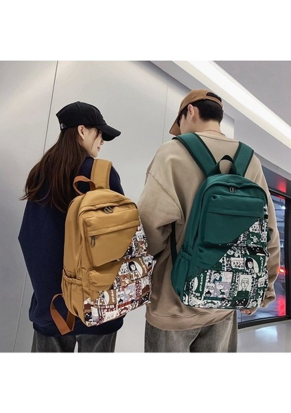 Grafiti Okul Çantası Bayan Ortaokul Lise Öğrencisi Erkek Büyük Kapasiteli Mori Basit Moda Sırt Çantası (Yurt Dışından) fırsatları
