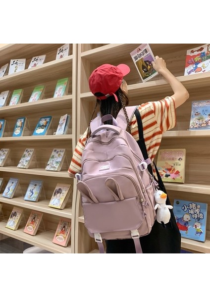 Sevimli Tavşan Kulak Okul Büyük Kapasiteli Sırt Küçük Taze Sırt Çantası (Yurt Dışından) indirimleri