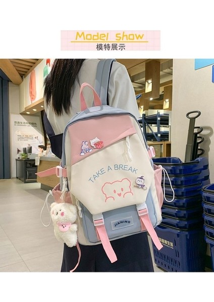 2022 Okul Sezonu Sırt Kız Renk Kontrastı Sırt Büyük Kapasiteli Öğrenci Okul Çantası (Yurt Dışından) modelleri