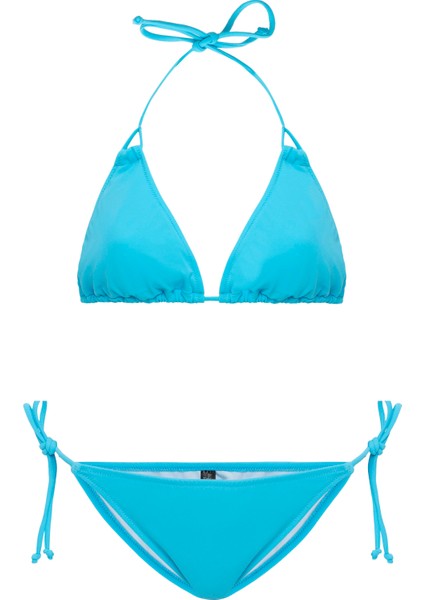Aquaviva Kadın Mavi Stella Boyundan Bağlı Yanı Ipli Üçgen Bikini Takımı