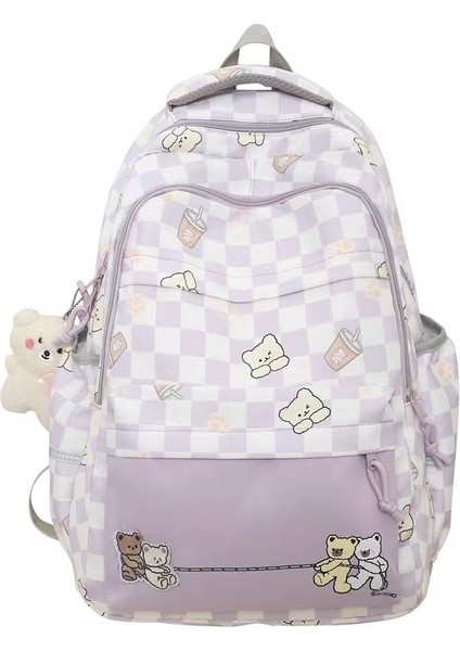 Küçük Taze Kampüs Ortaokul Öğrencileri Lise Öğrencileri Okul Çantası Kızlar Büyük Kapasiteli Ekose Sırt Çantası Baskılı Kız Sırt Çantası (Yurt Dışından)