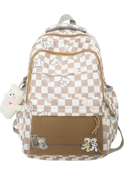 Küçük Taze Kampüs Ortaokul Öğrencileri Lise Öğrencileri Okul Çantası Kızlar Büyük Kapasiteli Ekose Sırt Çantası Baskılı Kız Sırt Çantası (Yurt Dışından)