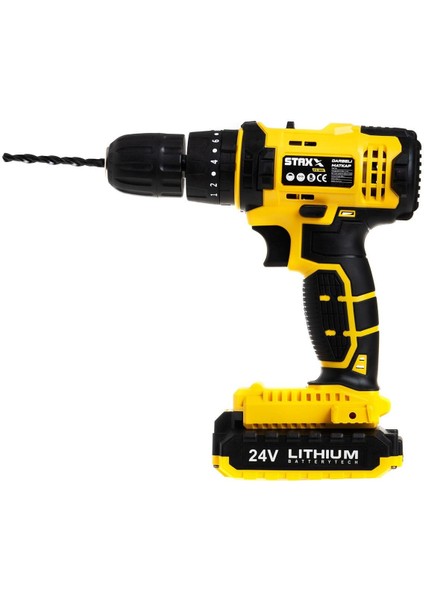 Şarjlı Matkap Vidalama Metal Dişli Çift Şanzıman Çift Akülü 24 V 5 Ah 24 Parça Set fiyatları