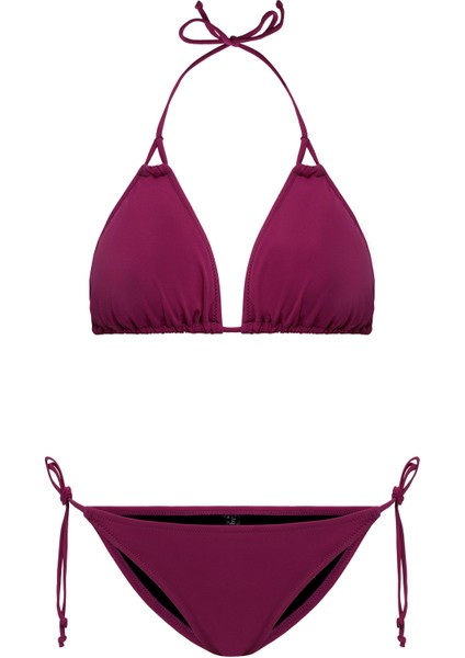 Aquaviva Kadın Mürdüm Stella Boyundan Bağlı Yanı Ipli Üçgen Bikini Takımı