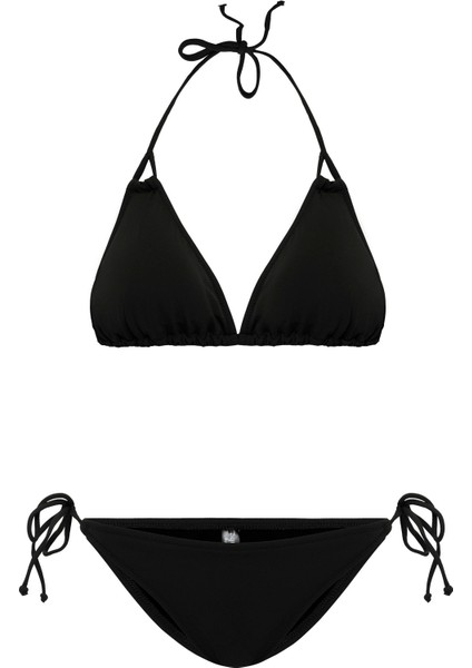 Aquaviva Kadın Siyah Stella Boyundan Bağlı Yanı Ipli Üçgen Bikini Takımı