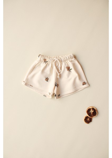 Zeytin Baskılı Bağcıklı Şort