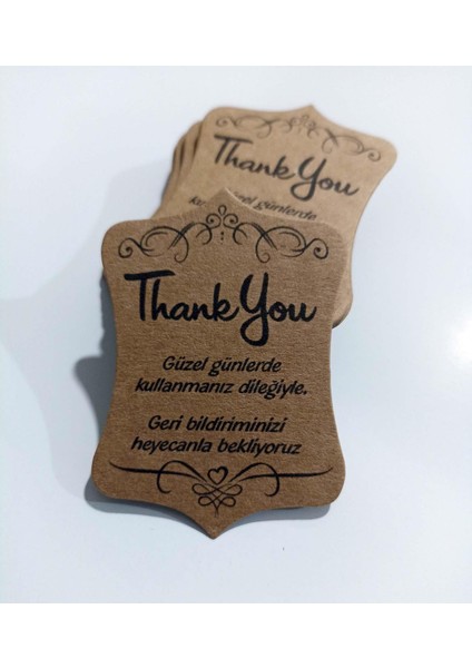 Kraft Teşekkür Kartı Thank You Cart (5 * 7 Cm) 50 Adet