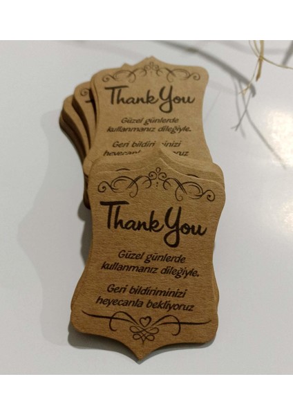 Kraft Teşekkür Kartı Thank You Cart (5 * 7 Cm) 50 Adet indirimleri