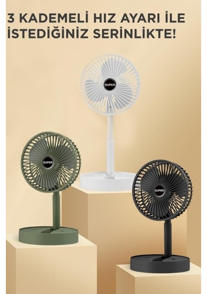 Taşınabilir Şarjlı Fan 3 Kademeli Vantilatör Klima Soğutucu Fan
