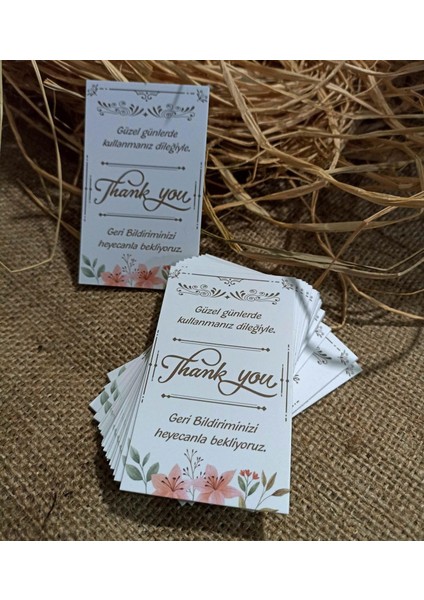 Teşekkür Kartı Thank You Cart (5,2 * 8,2 Cm) 50 Adet