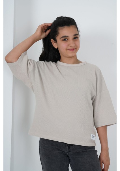 Kız Çocuk Pıtırcık Kumaş Bisiklet Yaka Tshirt indirimleri