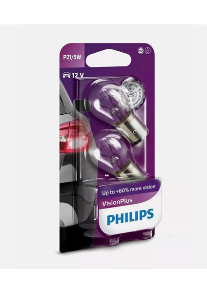 P21/5W,%60 Daha Fazla Görüş, Visionplus 12V Otomobil Ampulü, 2'li Paket