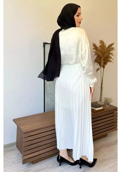 Bel Lastikli Pileli Tesettür Etek P-00012734