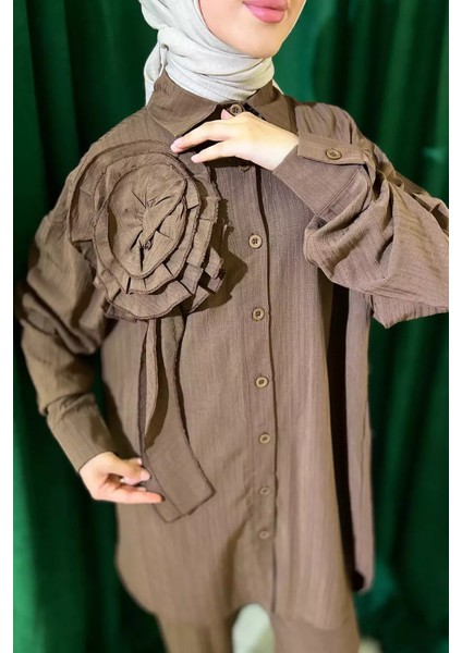 Gül Figürlü Tesettür Yazlık Tunik Pantolon Ikili Takım P-00012117 modelleri