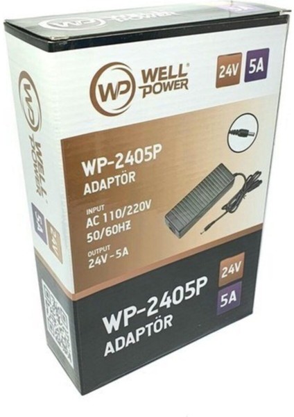 Adaptör Plastik Kasa 24V 5A Ac 110-220V 50-60hz Plastik Kasa Smps Adaptör Wellpower WP-2405P