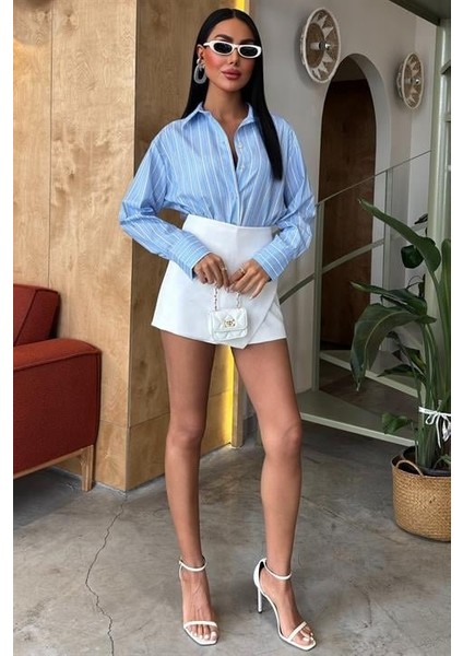 Önü Taşlı Çizgili Salaş Gömlek 3468-08 indirimleri