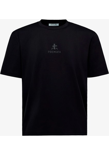 Cotton T-Shirt With Bonded Details And Hot Finish Black