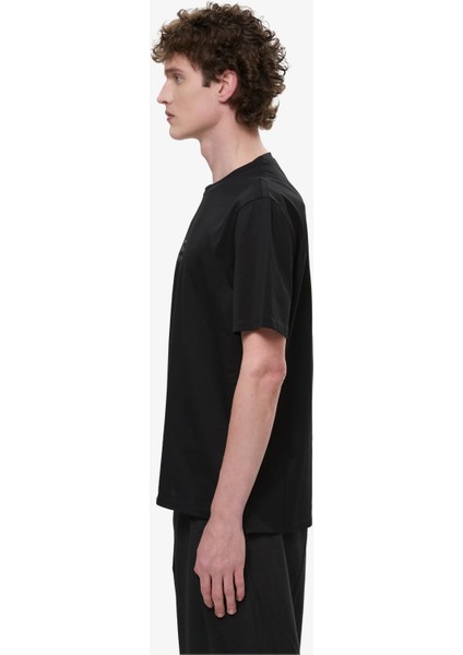 Cotton T-Shirt With Bonded Details And Hot Finish Black modelleri