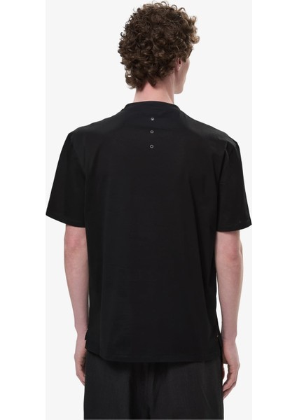 Cotton T-Shirt With Bonded Details And Hot Finish Black fırsatları