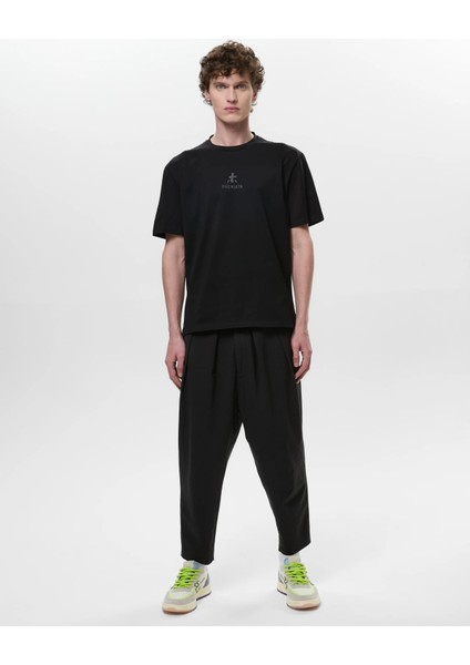 Cotton T-Shirt With Bonded Details And Hot Finish Black indirimleri