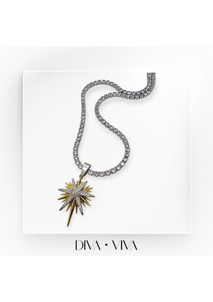 - Özel Seri Çift Renk Kuzeyyıldızı Charm Detaylı Suyolu Kadın - Stellavia Suyolu Kolye