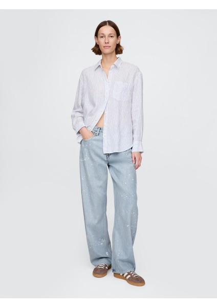 Kadın Mavi High Rise Ultrasoft Barrel Jean Pantolon