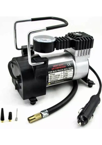 Metal Hava Kompresörü 12 Volt Çelik Gövde Tek Pistonlu