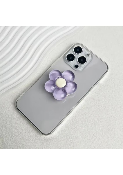 3D Çiçek Tasarımlı 3m Yapıştırmalı El Parmak Tutucu Cep Telefonu Tutacağı Popsocket - AL5246
