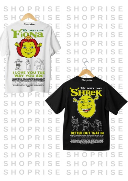 Trend 14 Şubat Sevgililer Günü Fiona&shrek-Eşek Baskılı Couple Çift Sevgili T-Shirt modelleri