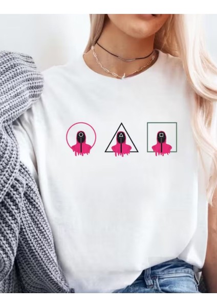 Oversize Squid Game Dizi Film Oyun Kırmızı Işık Yeşil Işık Kore Tasarımlı T-Shirt