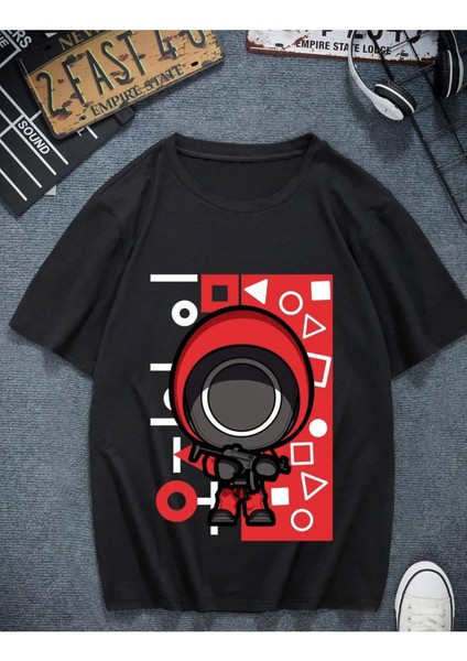 Oversize Squid Game Dizi Film Oyun Kırmızı Işık Yeşil Işık Kore Tasarımlı T-Shirt