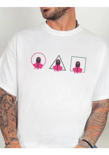 Oversize Squid Game Dizi Film Oyun Kırmızı Işık Yeşil Işık Kore Tasarımlı T-Shirt fiyatları