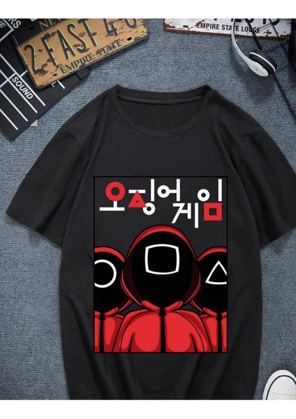 Oversize Squid Game Dizi Film Oyun Kırmızı Işık Yeşil Işık Kore Tasarımlı T-Shirt