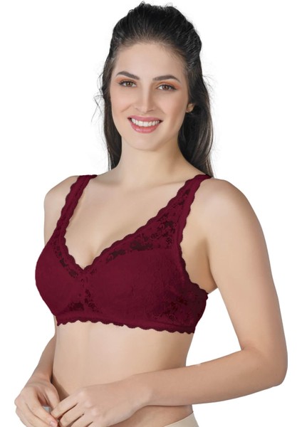Bordo Mı Emay 188 C Pedli Dantelli Telli Toparlayıcı Sütyen